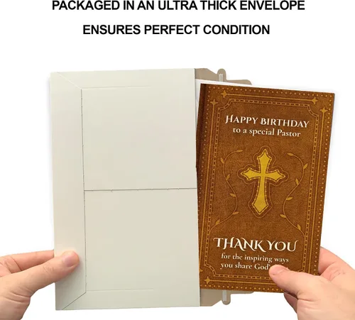 Miniatura 5 de Tarjeta de cumpleaños religiosa de Prime Greetings para pastor, fabricada en Estados Unidos, ecológica, cartulina gruesa con sobre premium de 5 x