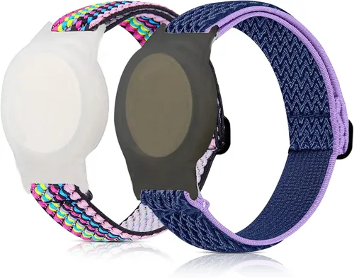Paquete de 2 pulseras AirTag para niños, pulsera de nailon para Apple Air Tag antipérdida GPS con correa protectora para niños, correa de reloj