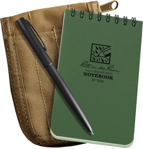 Miniatura 9 de Rite in the Rain All-Weather - Kit de cuaderno con espiral en parte superior de 3 x 5", funda de tela CORDURA, cuaderno amarillo y bolígrafo Negro