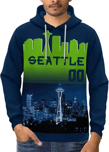 Miniatura 3 de Custom Football Hoodies City Night Skyline Personalized Sweatshirt Name Number Fan Gift Pullover for Men Women Youth