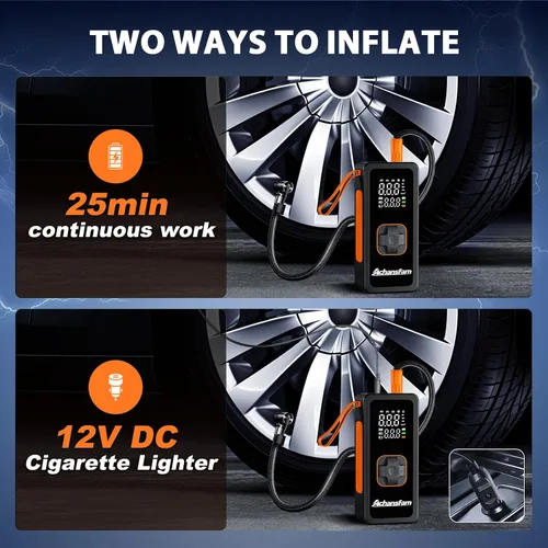 Miniatura 5 de Portable Air Compressor, 48s Fast Inflation, Cordless with Dual Power Supply, 150 PSI Tire Pump with Digital Gauge, Long Runtime & Storage Case for