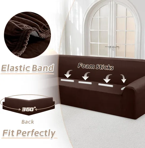 Miniatura 662 de Arfntevss Fundas de sofá seccional reclinable de terciopelo, Funda de sofá seccional de esquina para sofá reclinable, Funda elástica suave