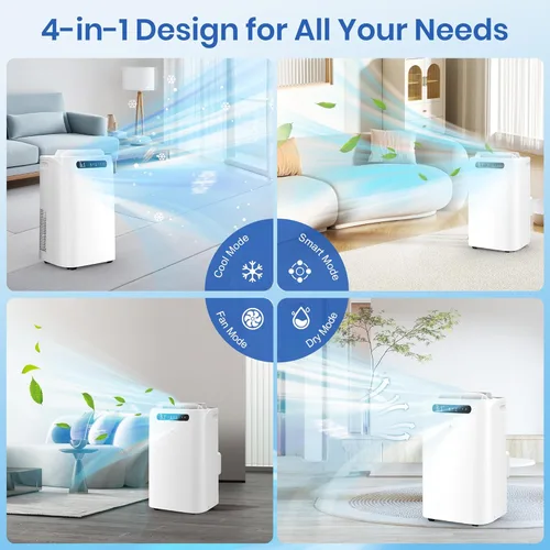 Miniatura 3 de Aire acondicionado portátil de 14000 BTU para refrigeración de habitaciones de hasta 700 pies cuadrados, unidad de CA portátil silenciosa 3 en 1