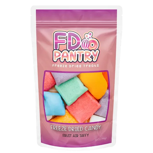 Dulce Crujiente de Air Taffy Liofilizado - Variedad de Sabores de Frutas, 3.5 oz | Fresa, Melón, Cereza, Frambuesa, Naranja, Uva, Misterio | Snack
