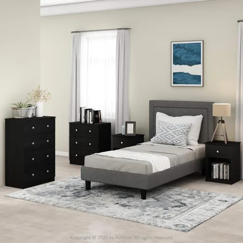 Miniatura 4 de Furinno Tidur - Mesita de noche, roble negro, americano, paquete de 2