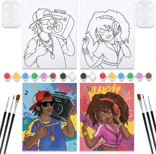 Miniatura 7 de VOCHIC Kits de Fiesta de Pintura para Parejas Lienzo Predibujado para Adultos Pintura y Bebida Juegos de Noche de Cita para Parejas Conjunto
