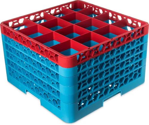 Miniatura 134 de Carlisle FoodService Products RG9-214 OptiClean Estante de vidrio con 9 compartimentos con 2 extensores, 7.12 pulgadas, polipropileno, azul