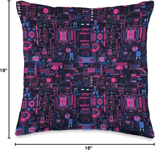 Miniatura 4 de Cyberpunk Circuit Board Pattern Throw Pillow
