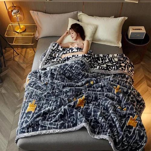 Miniatura 30 de LGYKUMEG - Manta de visón coreana de 59x79 pulgadas, manta suave y cálida de felpa sedosa - Manta reversible de 2 capas Raschel para cama individual