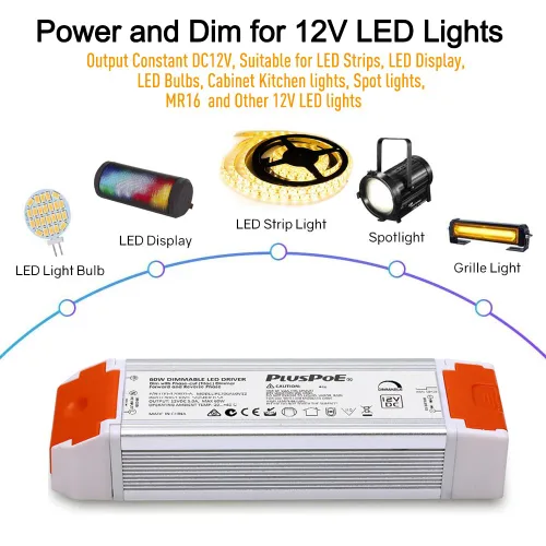 Miniatura 4 de Transformador LED regulable de 60 W, controlador LED Triac ELV/MLV/regulable de 12 V, compatible con interruptores Lutron y Leviton, fuente