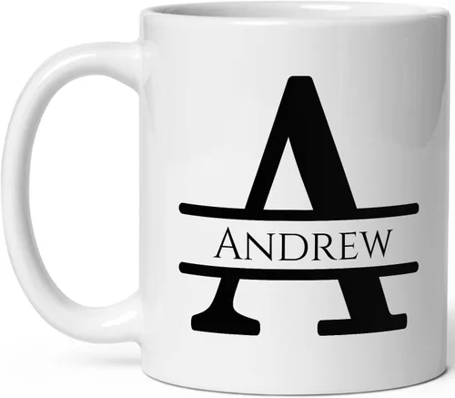 Taza de café personalizada con monograma, letra inicial A personalizada para mujeres, hombres, niñas, niños, papás, mamás amigos, taza de café