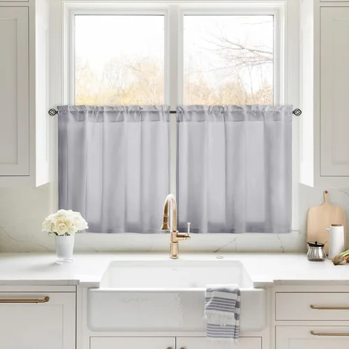 Miniatura 30 de HOMEIDEAS Cortinas Transparentes de Privacidad Blancas No Transparentes, 52 X 45 Pulgadas de Largo 2 Paneles Cortinas Transparentes Filtradoras