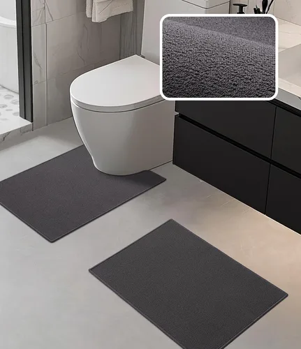 Miniatura 11 de YIHOUSE Juego de alfombras de baño 2 piezas, tapete de baño ultrafino adecuado para debajo de la puerta, tapete de baño absorbente de secado rápido
