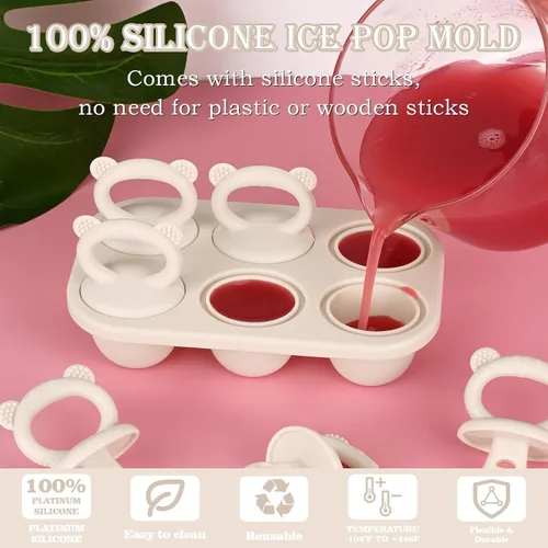 Miniatura 2 de Sakolla Baby Popsicle Molds Mini 6-Cavity Silicone Ice Pop Mold with Sticks Breastmilk Popsicle Molds for Teething Relief Toddler Popsicle Mold for
