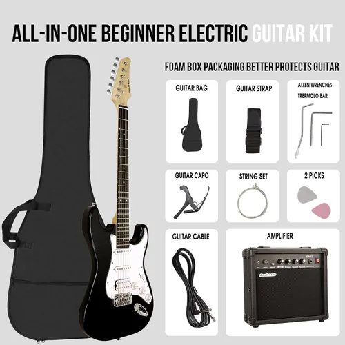 Miniatura 3 de Soulmate - Kit de guitarra eléctrica para principiantes de 39 pulgadas, tamaño completo, guitarra eléctrica de cuerpo sólido con pastilla HSS