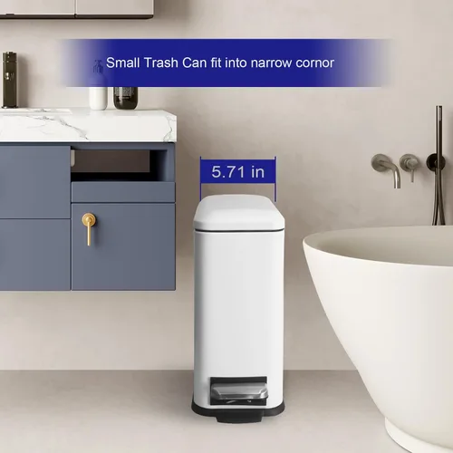 Miniatura 3 de Cubo de basura pequeño para baño con tapa, cubo de basura de 1.3 galones con cubo interior extraíble, cubo de basura delgado con tapa de cierre