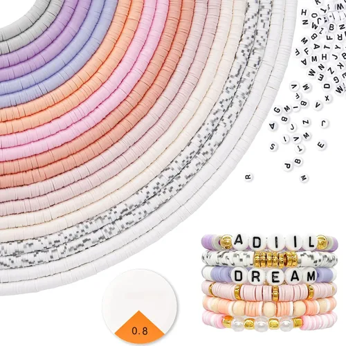 Miniatura 13 de ADIIL Kit de Fabricación de Pulseras con 7200 Piezas de Cuentas de Arcilla, Cuentas Heishi de Polímero de 6mm para Hacer Joyas, Kit de Pulseras