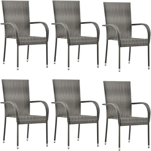 Miniatura 4 de Ensemble de Jardin 7 Pièces Gris et Noir avec Table en Verre, Meubles de Modernes et Résistants aux Intempéries Pour Terrasse, Balcon ou Jardin