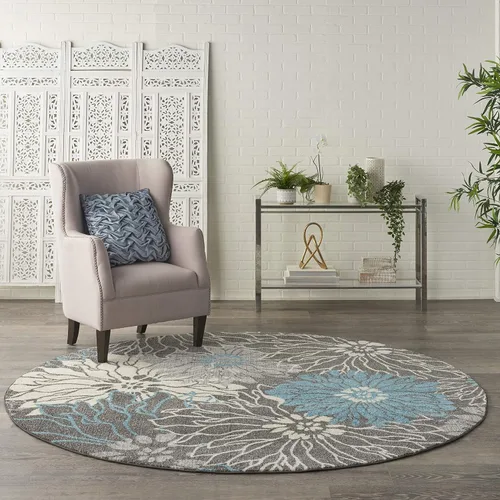 Miniatura 11 de Nourison Passion - Alfombra azul, de 6 pies, 7 pulgadas x 9 pies, 6 pulgadas, floral, campestre, fácil de limpiar, no desprende pelo