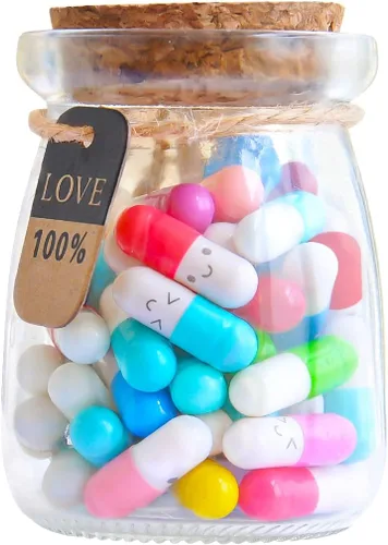 Miniatura 8 de Hefonti Mensaje de cápsula en una botella, 50 piezas de píldoras de amor, letras de relaciones de larga distancia, regalos para pareja, novia, 50