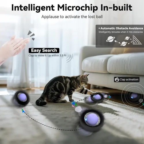 Miniatura 6 de ORSDA Juguetes para Gatos de Interior, Bola en Movimiento Activada Interactiva en Alfombrilla de 7 Agujeros, Bola Automática de Rápido Rodamiento