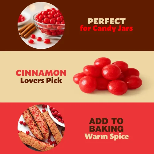 Miniatura 6 de Cinnamon Imperials Bolsa de 1 libra Dulces duros Dulces rojos picantes Caramelos clásicos de canela