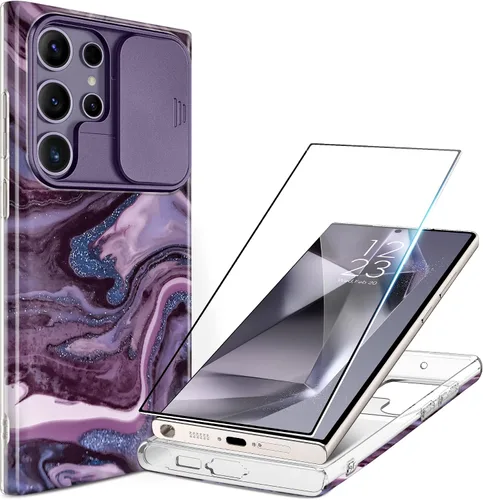 Miniatura 36 de GVIEWIN para Samsung Galaxy S23 Ultra Funda con cubierta deslizante para cámara, [Protector de pantalla incorporado] [2 Marcos frontales] Funda