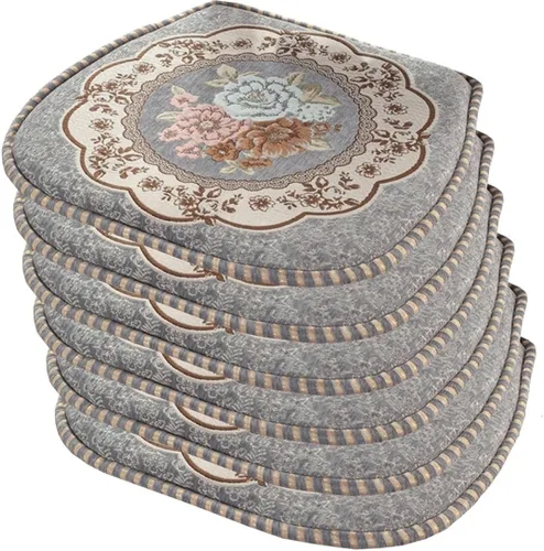 Miniatura 31 de EORNOW Juego de cojines para silla de comedor con lazos, juego de 1/2/4, almohadillas antideslizantes para silla de comedor con funda extraíble