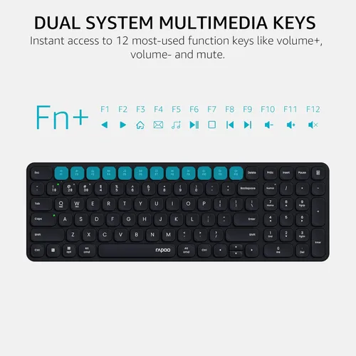 Miniatura 4 de Rapoo Combo de teclado y mouse inalámbricos, Blade Series E9310M de 99 teclas ultradelgado y mouse silencioso M300G, compatible con 4 dispositivos