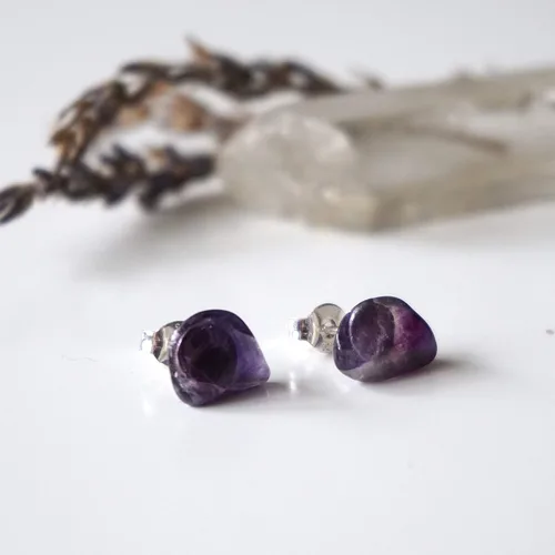 Miniatura 14 de Pendientes de tuerca de cristal de piedra natal aleternativa para mujer y hombre