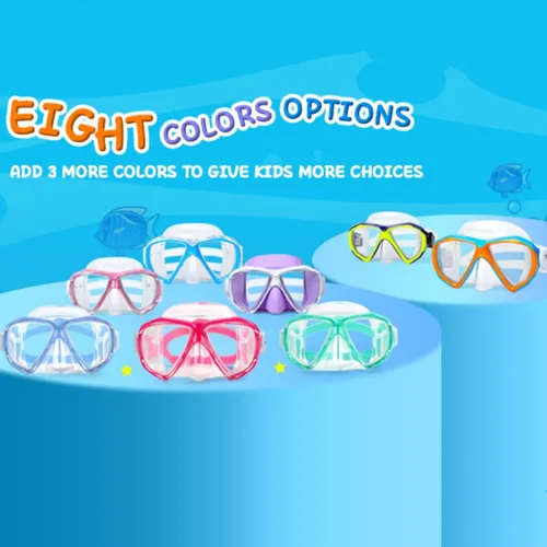 Miniatura 7 de Máscara de buceo para niños, máscara de natación antivaho de 180°, gafas de natación para niños de vidrio templado con cubierta para la nariz