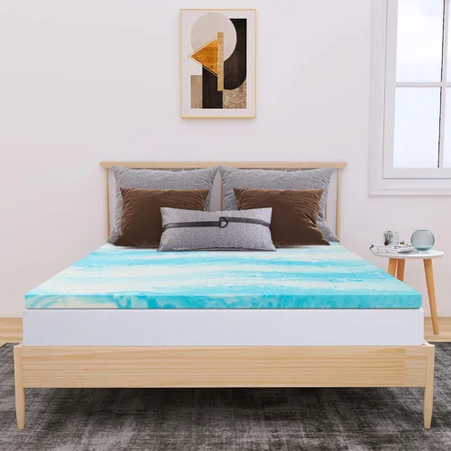 Vyfipt Cubrecolchón de espuma viscoelástica de gel refrescante de 2 pulgadas, tamaño King, alivio de presión, cama en una caja, certificado