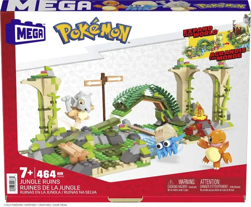 Miniatura 7 de MEGA - Figura de acción de Pokémon, juguete de construcción, ruinas de la selva con 464 piezas, movimiento y 3 personajes, Cubone Charmander