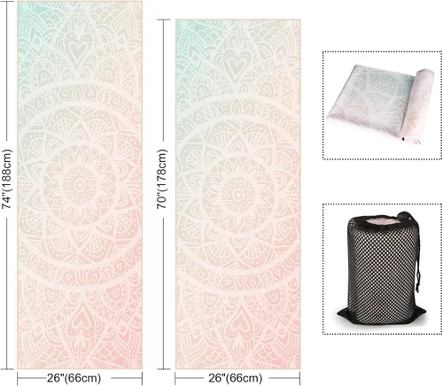 Miniatura 9 de Colorful Star Toalla de yoga con bolsillos en las esquinas, puntos de agarre antideslizantes, absorbentes del sudor, toallas para esterilla de yoga