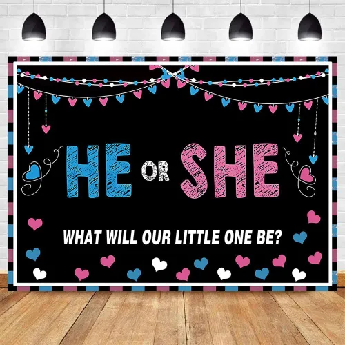 MHLSWY - Cartel de poliéster para revelación de género de 5 x 3 pies, color azul y rosa, para niños, niñas, baby shower, telón de fondo para fiesta,