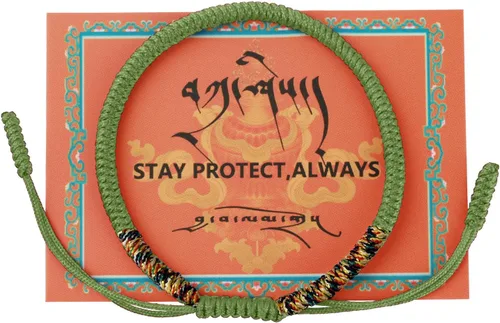 Miniatura 9 de Auténtica pulsera de nudo Dorje bendecida hecha a mano por monjes tibetanos con protección y talismán para mujeres y hombres F-rojo+multicolor+rojo