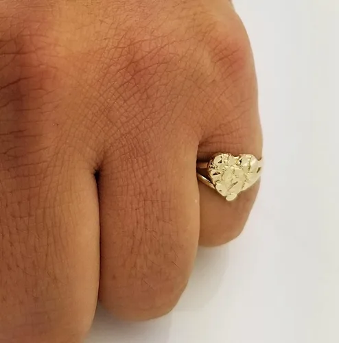 Miniatura 4 de Anillo de pepita de oro macizo de 10 quilates Anillo de corazón de oro