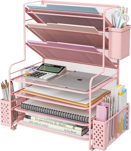 Miniatura 15 de Simple Trending Organizador de archivos de escritorio de 8 niveles, 1 paquete de bandeja de cartas, organizador de papel, accesorios de escritorio