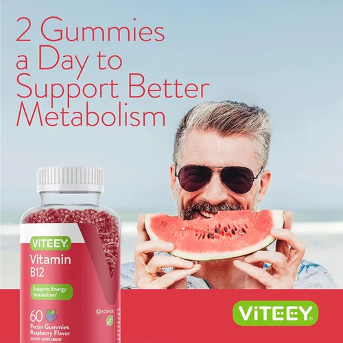 Miniatura 6 de Viteey Gomitas de vitamina B12 – Gomitas de apoyo cognitivo y energía – Veganas, sin gelatina, sin gluten – 60 unidades 60 unidades (paquete de 1)