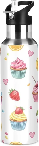 Miniatura 8 de Insulated Water Bottle 32 Oz, BPA-Free Sport Water Bottle Insulated for Gym Outdoor Travel School, Colorful Cupcakes