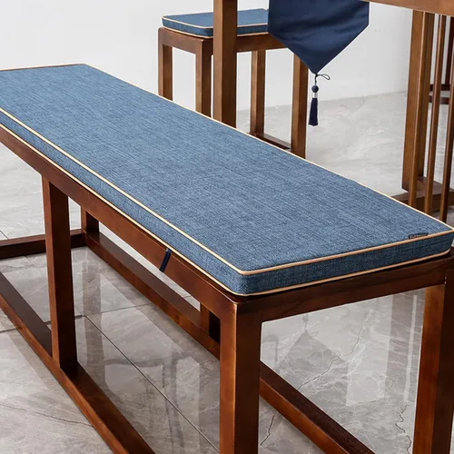 Miniatura 26 de Cojín personalizable para banco, de espuma de alta densidad con memoria, de lino lavable, antideslizante para zapatero, ventana, piano, comedor Gris