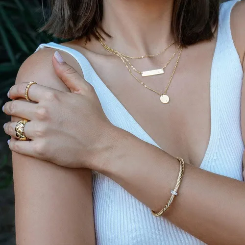 Miniatura 5 de WISTIC Gold Bracelet Bangle for Women Girls Silver Mixible Cable Wire Cuff Twisted Chunky Polished Bracelet for Girls Stainless Steel Vintage Jewelry