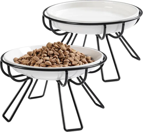 Miniatura 9 de Cuencos para gatos Wellbro, cuenco elevado para gatos, plato elevado de cerámica con soporte de metal, estación de alimentación de agua o comida