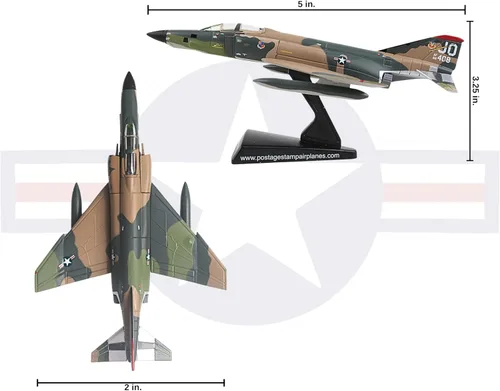 Miniatura 2 de Daron F-4 Phantom II™ Modelo de camuflaje fundido a presión del sudeste asiático, réplica de caza-bombardero supersónico a escala 1:155 con soporte