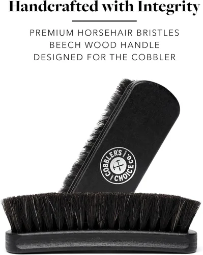 Miniatura 5 de Cepillo de zapatos de primera calidad, cepillo para zapatos de crin de caballo, mango cóncavo para un agarre premium, color negro