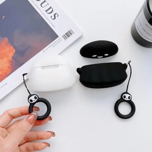 Miniatura 7 de Paquete de 2: funda fantasma 3D negra y blanca (brilla en la oscuridad) para Airpod Pro/Pro 2nd, funda linda de dibujos animados 3D para niños