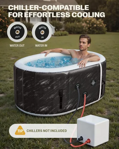 Miniatura 3 de Bañera de hielo mejorada XXL de 179 galones para atletismo de 6 pies 7 pulgadas, compatible con enfriador de agua, bañera de inmersión fría