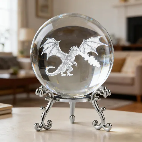Miniatura 8 de ZEERSHEE Bola de cristal de dragón 3D de 2.4 pulgadas con soporte de dragón que respira fuego decoración regalos para niños y niñas