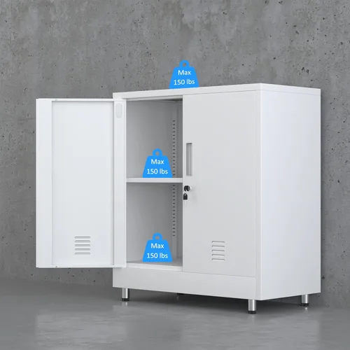 Miniatura 6 de JINGUR Armario de almacenamiento de metal con puertas de bloqueo y estante ajustable, pequeño aparador con cerradura para oficina en casa, pasillo