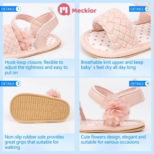 Miniatura 196 de Meckior Sandalias de verano con punta abierta y suave de piel sintética para bebés y niñas pequeñas